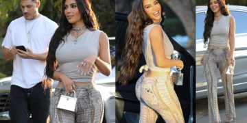 #OK! ბიზნეს შეხვედრაზე მიმავალი კიმ კარდაშიანი რობერტო კავალის სამოსით და ვერცხლისფერი მინიჩანთით