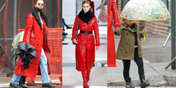 #OK! ირინა შეიკი Longchamp-ის ტრენდული წითელი თრენჩით: მოდელი ქალიშვილთან ერთად ნიუ-იორკის ქუჩებში