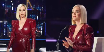 #OK! კეტი პერი ბურგუნდისფერი ლატექსის კაბით! მომღერალი American Idol-ის გადაღებებზე!