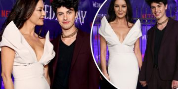 #OK! 53 წლის კეტრინ ზეტა-ჯონსი 22 წლის ვაჟთან ერთად Addams Family-ის პრემიერაზე გამოჩნდა