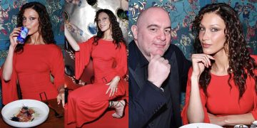 #OK! ბელა ჰადიდმა იმიჯი შეიცვალა – მოდელი ხვეული თმით და Amy Shehab-ის კაბით ლას ვეგასში რესტორნის გახსნაზე